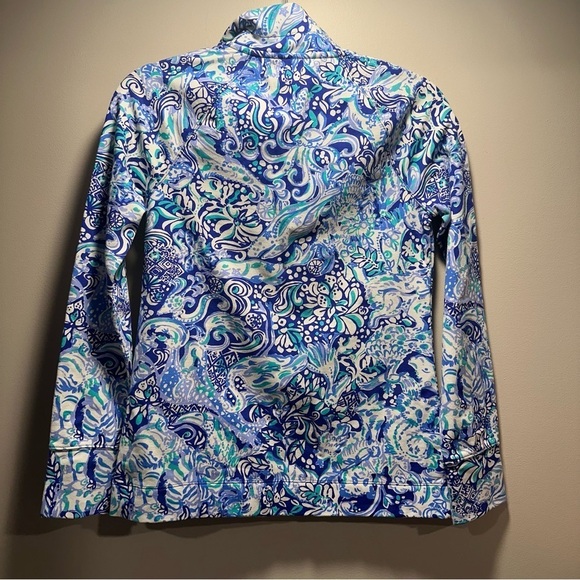 Lilly Pulitzer UPF50+ Skipper popover in Royal Purple 60 Animals Blue XXS NWOT - Picture 3 of 14